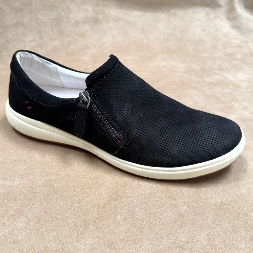 New Josef Seibel Caren 22 Campa Nubuck Sneakers Black 39 NIB Leather Zipper - Picture 6 of 13